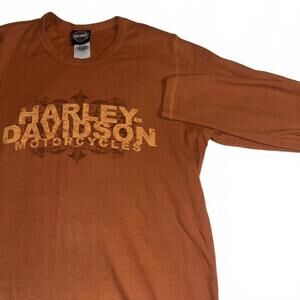 Harley-Davidson Suburban Motors Men's XL Long Sleeve Thermal T Shirt Orange